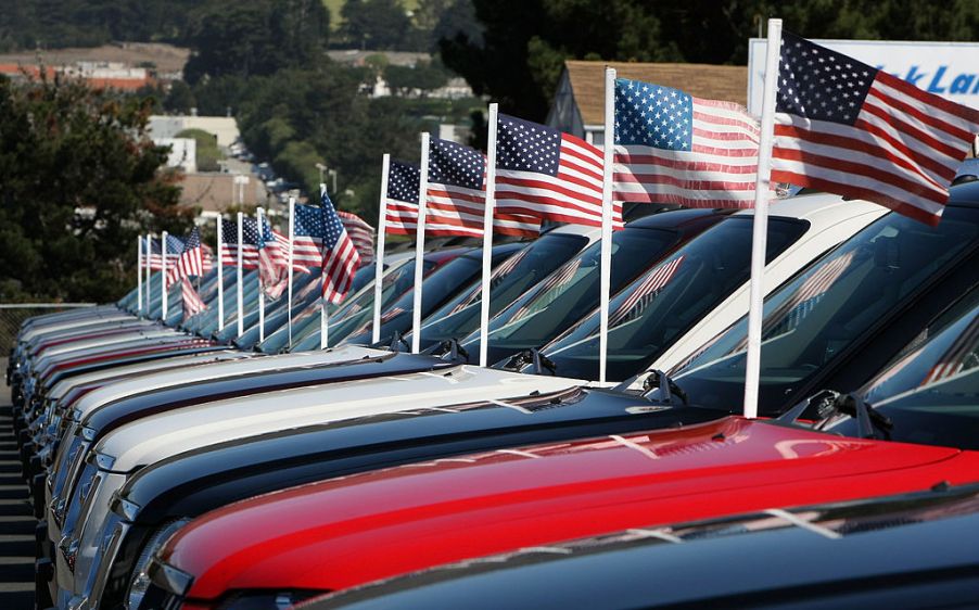 Ford pickup trucks at dealership