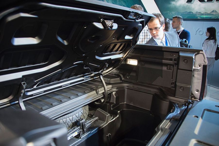 The Honda Ridgeline's truck bed on display