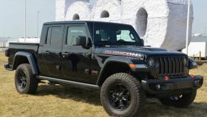 A black Jeep Gladiator on display