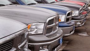 Ram trucks for sale at a car dealership