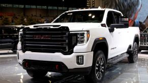 A GMC Sierra 1500 on display at an auto show