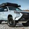 2020 Lexus 460 GX Overland luxury camping concept parked in gravel