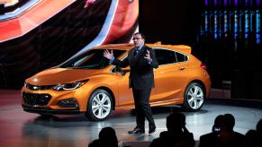 A Chevy Cruze on display at an auto show