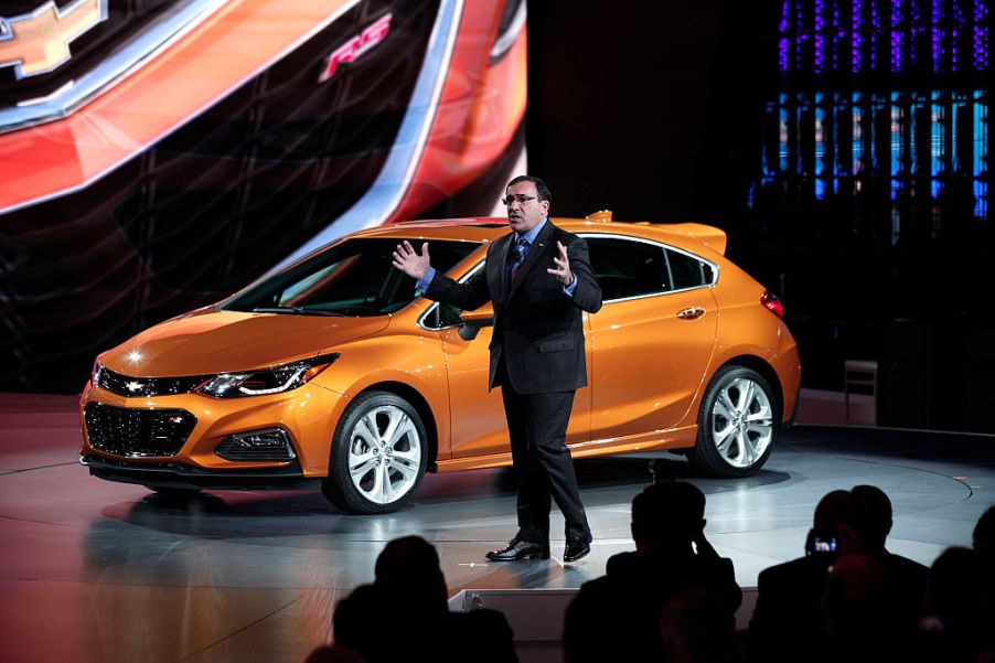 A Chevy Cruze on display at an auto show