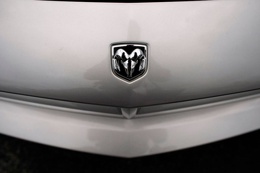 A Dodge vehicle on display at a dealership