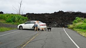 Lava intrusion from 2018 inside Isaac Hale Park on October 25,2019 in Big Island, Hawaii