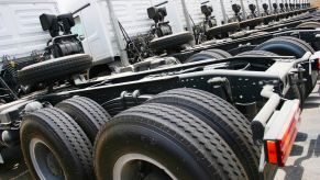 The base of a dually truck being assembled