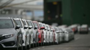 Honda Civic models parked in Japan