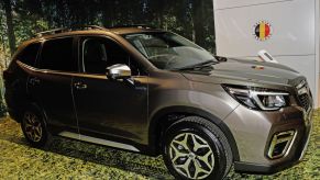 A new Subaru Forester on display at an auto show