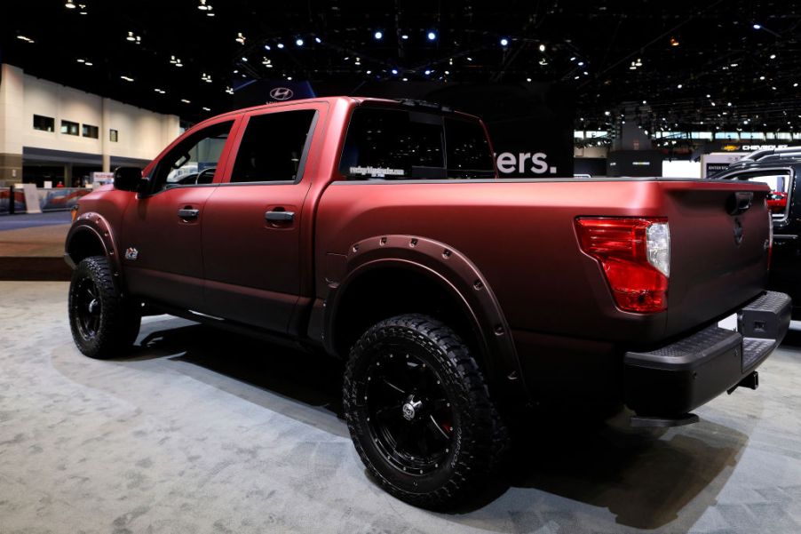 A Nissan's half-ton pickup truck, the Titan, on display