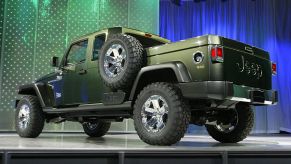 A Jeep Gladiator on display at an auto show