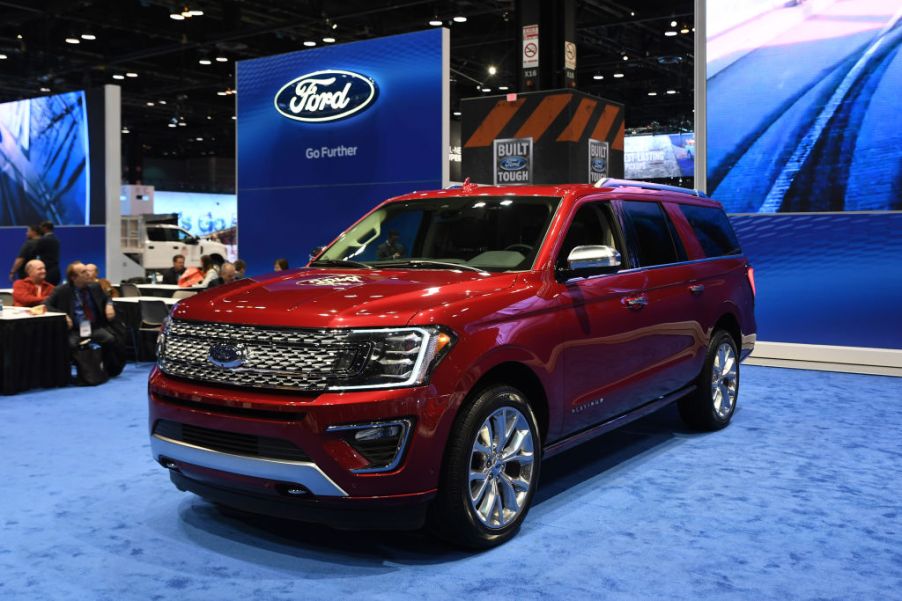 A Ford Expedition on display at an auto show