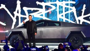 The Tesla Cybertruck as unveiled by Elon Musk, the co-founder and CEO of Tesla