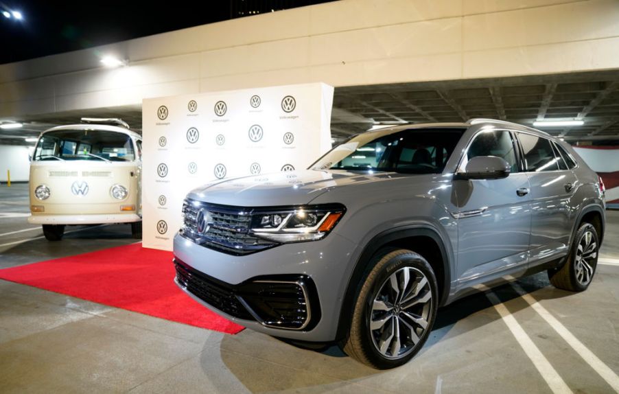 A Volkswagen Atlas on display at an auto show