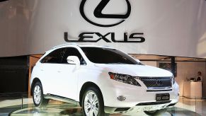 The Lexus RX on display at an auto show.