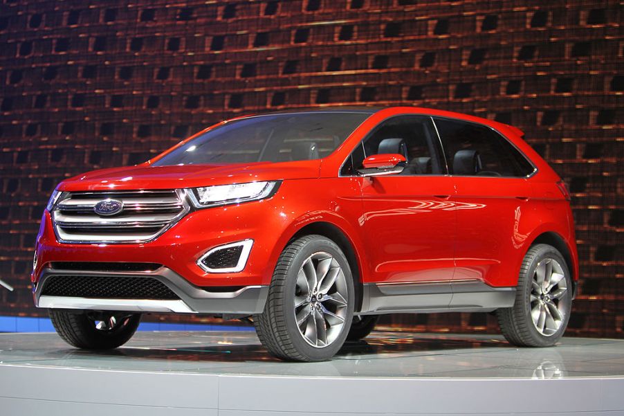 A Ford Edge concept vehicle is shown during media preview days at the 2013 Los Angeles Auto Show