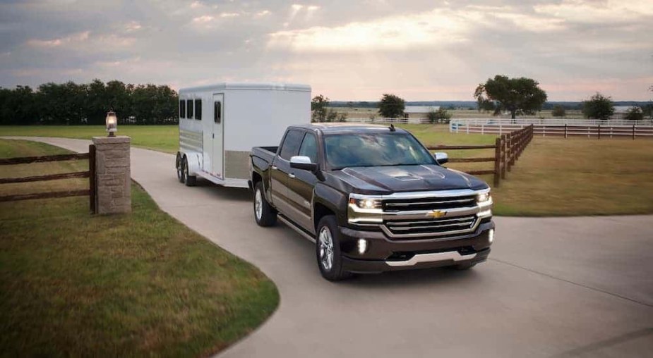 The 2016 Chevy Silverado pulling a trailer