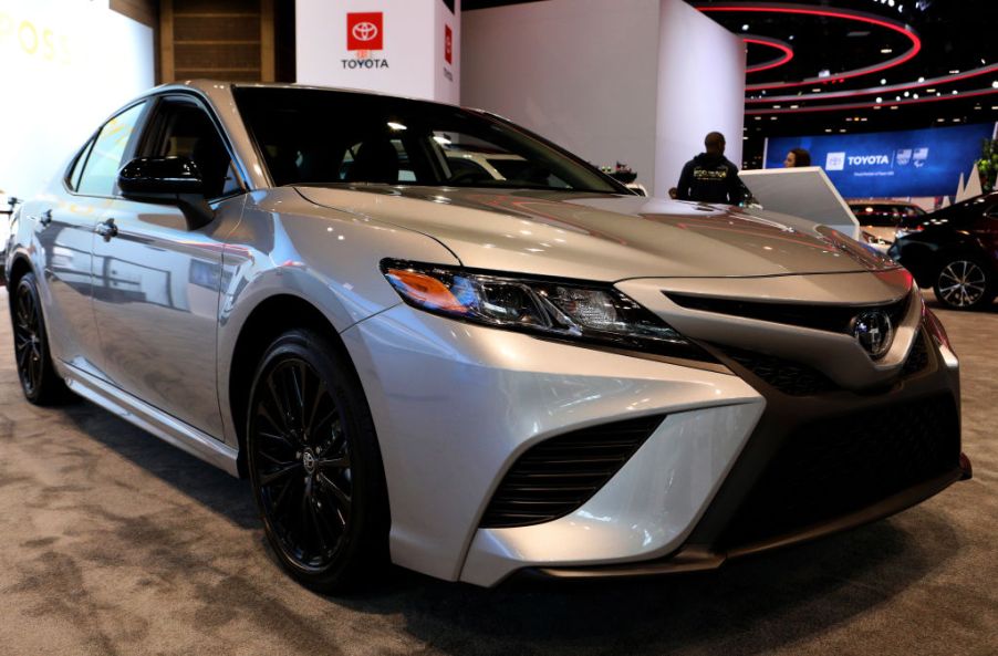 A Toyota Camry Hybrid on display