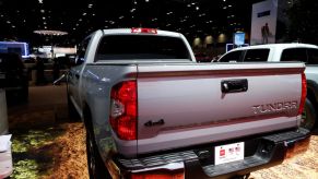 A 2020 Toyota Tundra on display at an auto show