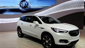 A 2020 Buick Enclave on display at an auto show