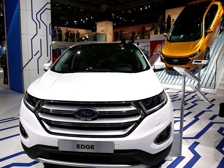 A Ford Edge model car is on display at the IAA Frankfurt International Motor Show