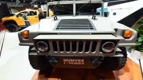 Hummer car is exhibited at the booth of National Exhibition and Convention Center ahead of the 17th Shanghai International Automobile Industry Exhibition