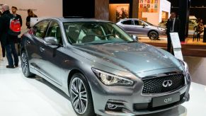 An Infiniti Q50 on display at an auto show