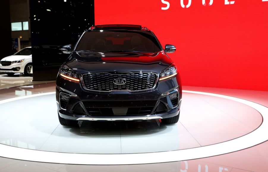 A Kia Sorento on display at an auto show