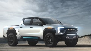 Nikola Electric Badger pickup truck on display