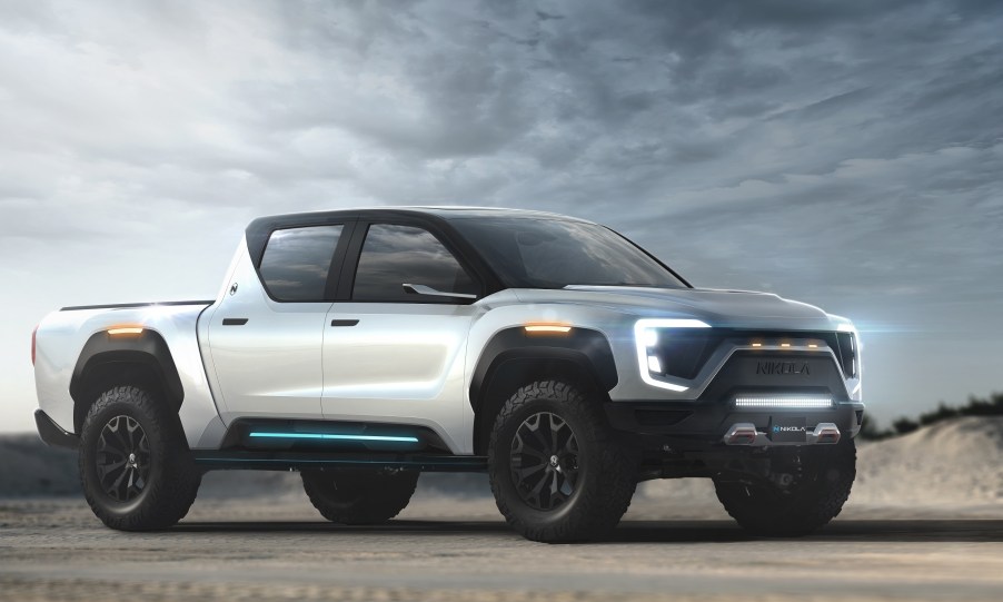 Nikola Electric Badger pickup truck on display