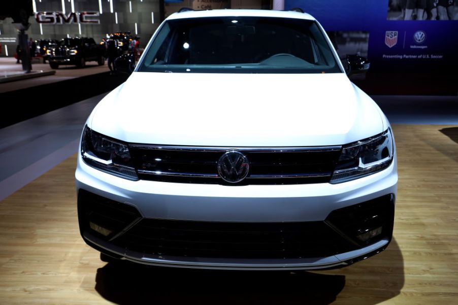 A Volkswagen Tiguan on display at an auto show