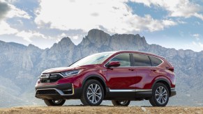 2020 Honda CR-V Hybrid parked on a mountain top