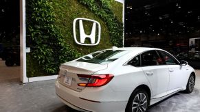 A white 2020 Honda Accord on display