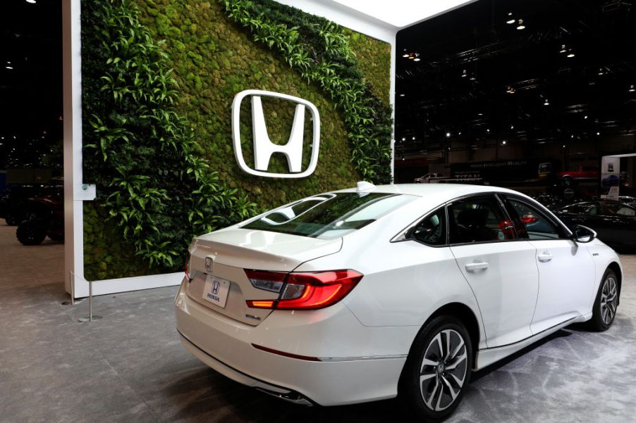 A white 2020 Honda Accord on display