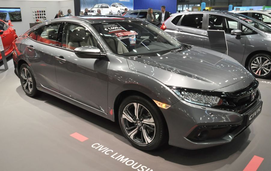 A 2020 Honda Civic on display at an auto show