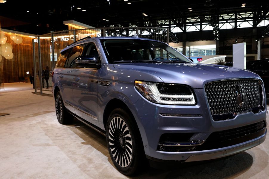 A new 2020 Licoln Navigator on display at an auto show