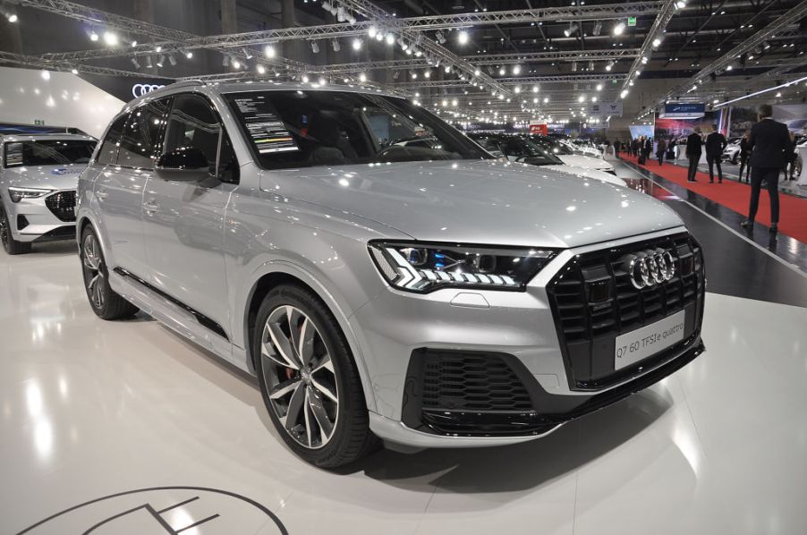 A Audi Q7 60 TFSIe Quattro is seen during the Vienna Car Show press preview at Messe Wien, as part of Vienna Holiday Fair