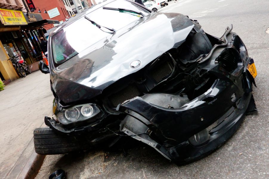 BMW destroyed in accident. (Photo by: Joan Slatkin/Education Images/Universal Images Group via Getty Images)