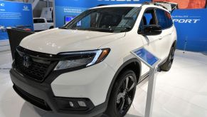 Carl Pulley of Honda introduces the 2019 Honda Passport at the 2019 New England International Auto Show Press Preview at Boston Convention & Exhibition Center