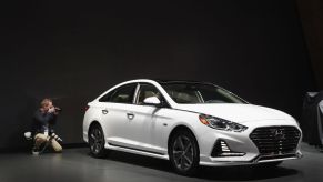 Hyundai Motor Company shows off a 2019 Sonata Hybrid at the Chicago Auto Show