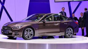 A Infiniti Q50 is seen during the 83rd Geneva Motor Show on March 6, 2013 in Geneva, Switzerland