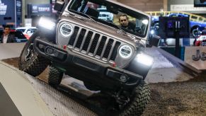 A The Jeep Gladiator maneuvering on the trails