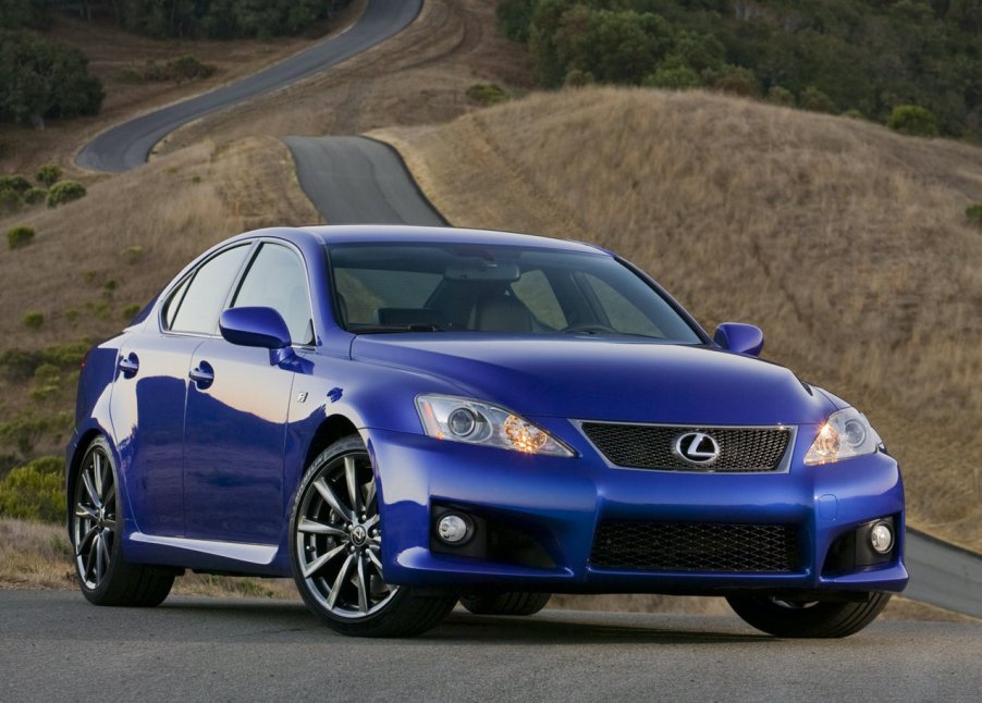 Blue 2008 Lexus IS-F on a racetrack