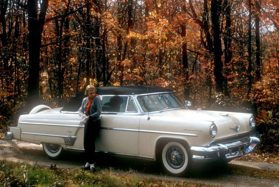 Actress Edie Adams Stands in Front of Her Lincoln Capri