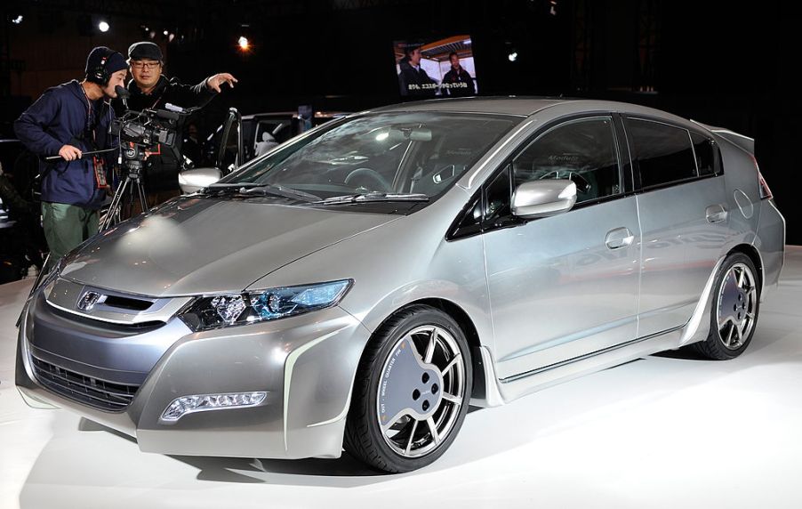 A Honda Insight on display at an auto show