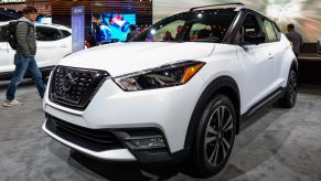 A new Nissan Kicks on display at an auto show