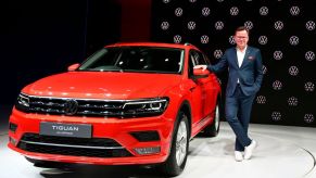 The Volkswagen Tiguan on display at an auto show