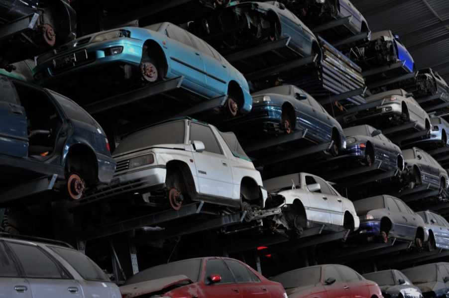 Stacked Cars at a Scrapyard