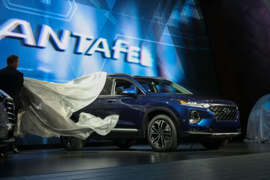 The 2019 Hyundai Santa Fe is unveiled at the New York International Auto Show