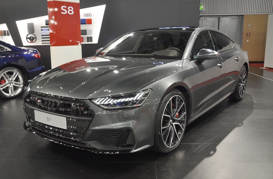 An Audi S7 is seen during the Vienna Car Show press preview at Messe Wien, as part of Vienna Holiday Fair